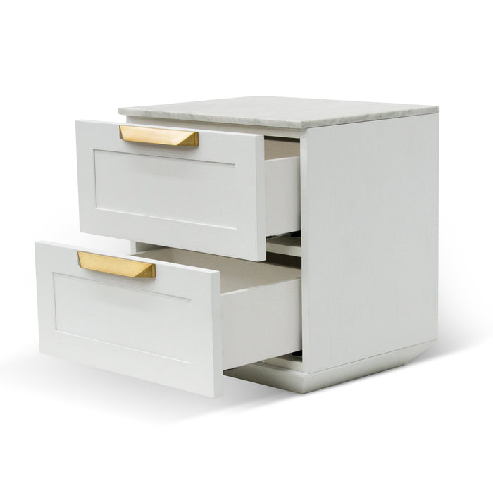 CST8236-CN Bedside Table - White with Marble Top