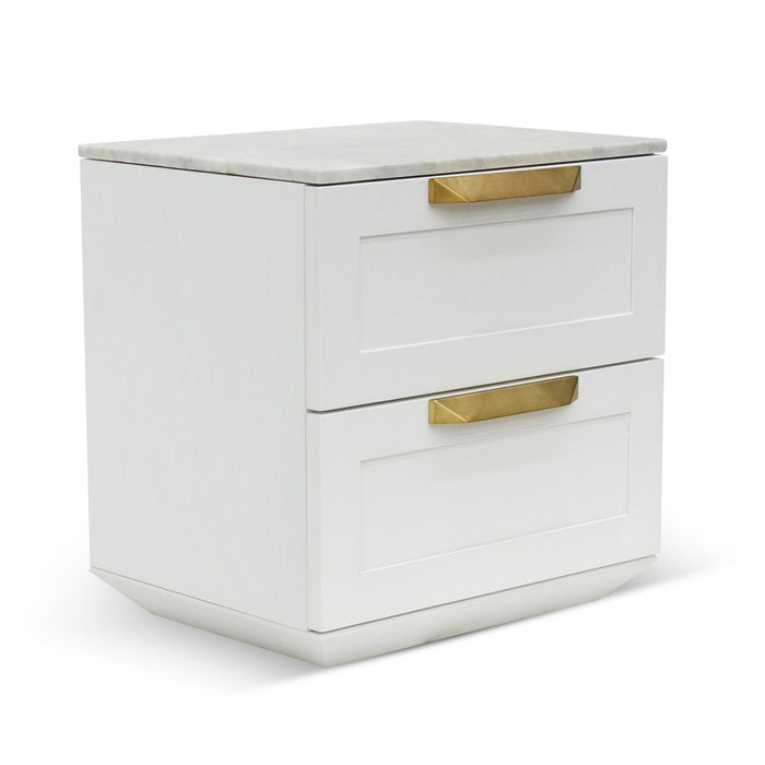 CST8236-CN Bedside Table - White with Marble Top