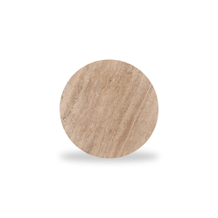 CST8723-RB 45cm Travertine Top Round Side Table - Walnut