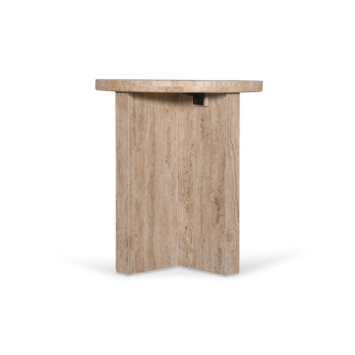 CST8728-RB 45cm Travertine Top Round Side Table