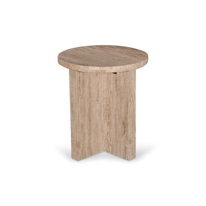 CST8728-RB 45cm Travertine Top Round Side Table