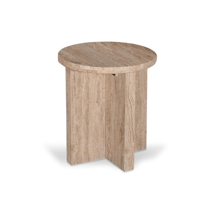 CST8728-RB 45cm Travertine Top Round Side Table