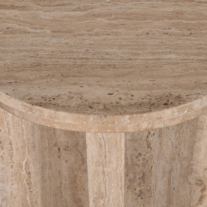 CST8728-RB 45cm Travertine Top Round Side Table