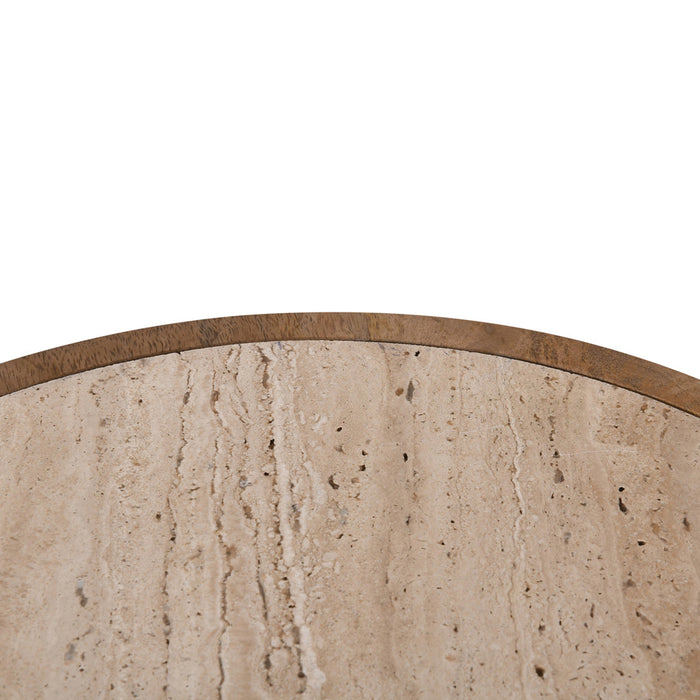 CST8733-RB 40cm Travertine Top Side Table - Natural