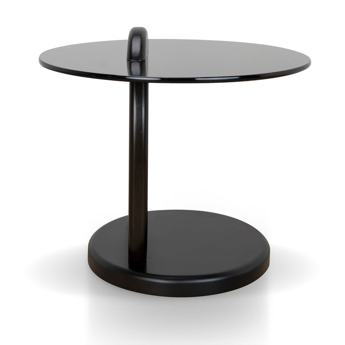 CST8790-NY 50cm Round Glass Side Table - Full Black