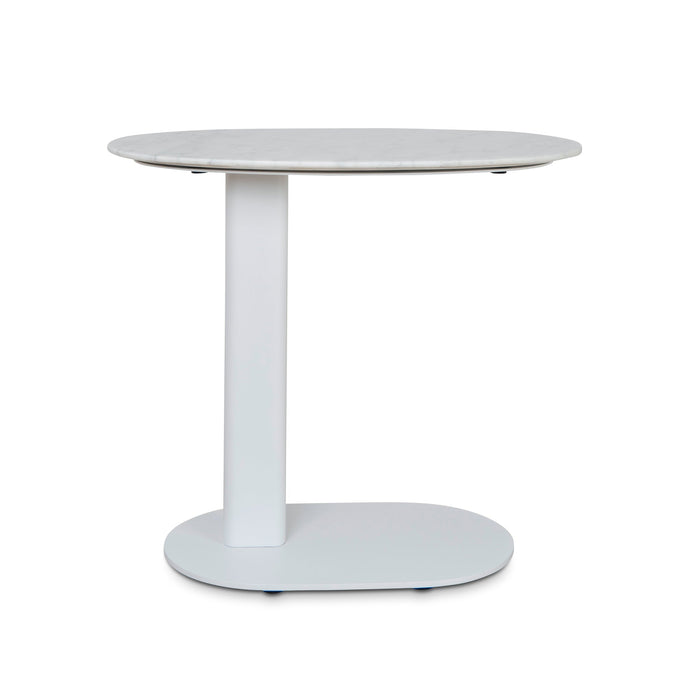 CST8793-NY 60cm Marble Side Table - White Base