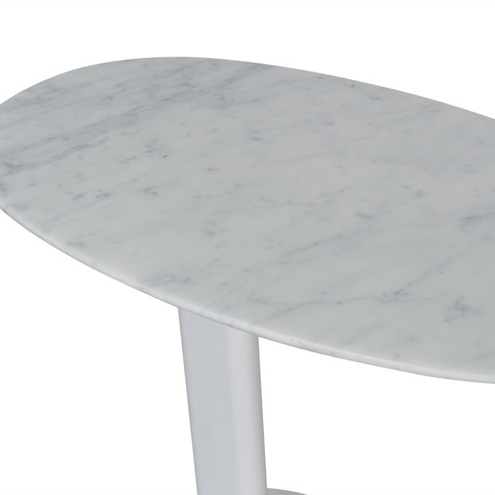 CST8793-NY 60cm Marble Side Table - White Base