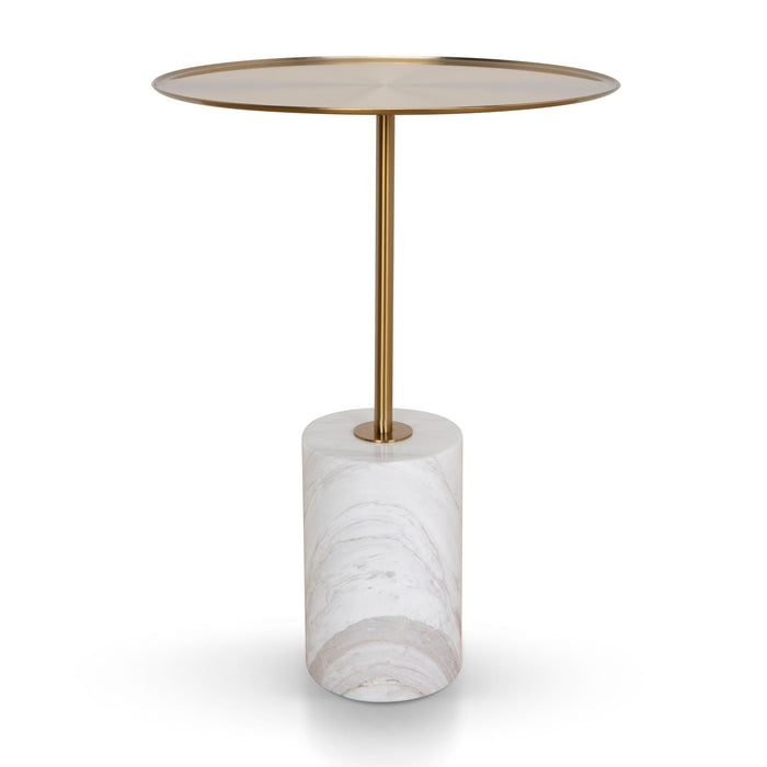 CST8794-NY 45 cm Brushed Gold Side Table - Carrara Marble