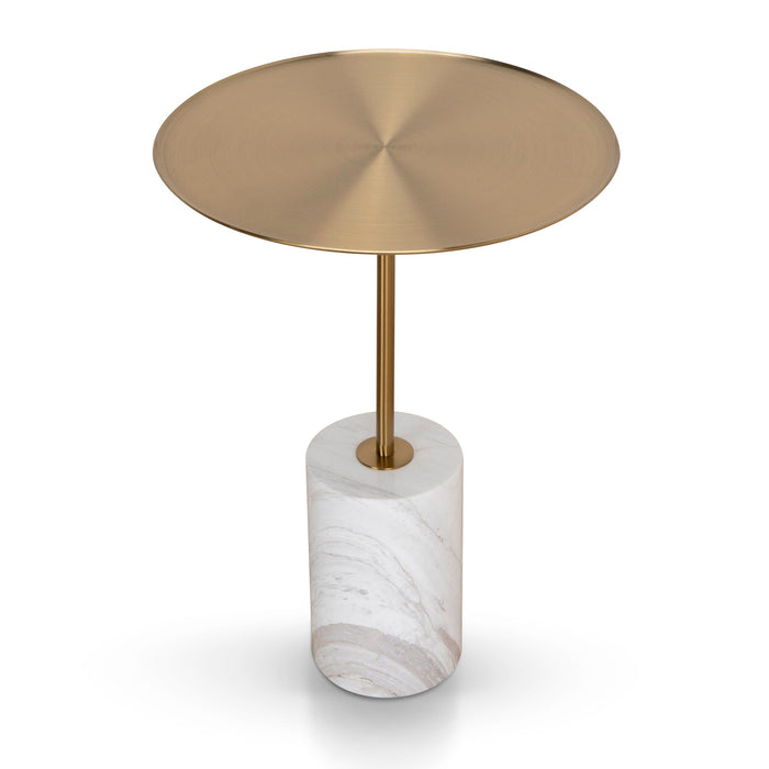 CST8794-NY 45 cm Brushed Gold Side Table - Carrara Marble