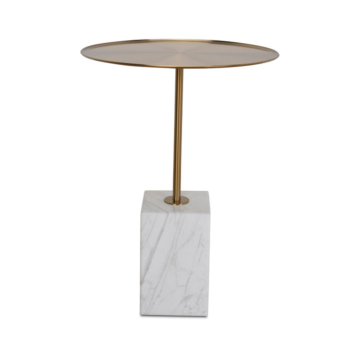 CST8798-NY 45cm Brushed Gold Side Table - Carrara Marble