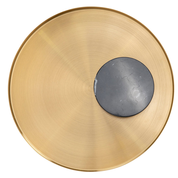 CST8800-NY 40cm Round Brushed Gold Side Table - Black Marble