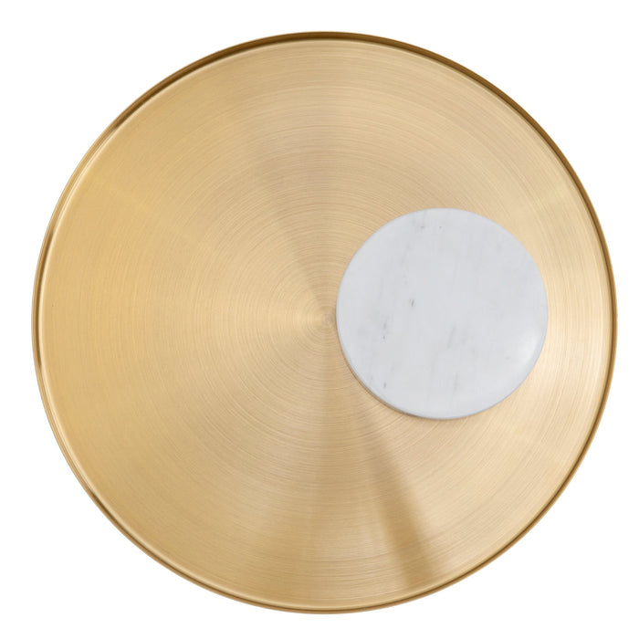 CST8801-NY 40cm Round Brushed Gold Side Table - Carrara Marble