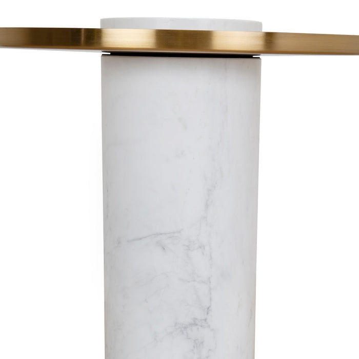 CST8801-NY 40cm Round Brushed Gold Side Table - Carrara Marble