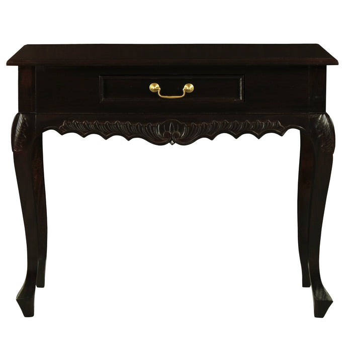 Jepara 1 Drawer Carved Sofa/Hall Table (Chocolate)