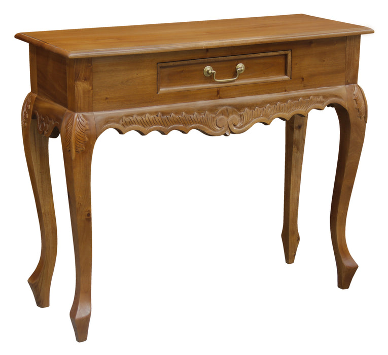 Jepara 1 Drawer Carved Sofa/Hall Table (Light Pecan)
