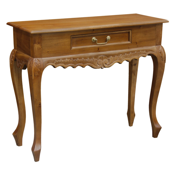 Jepara 1 Drawer Carved Sofa/Hall Table (Light Pecan)