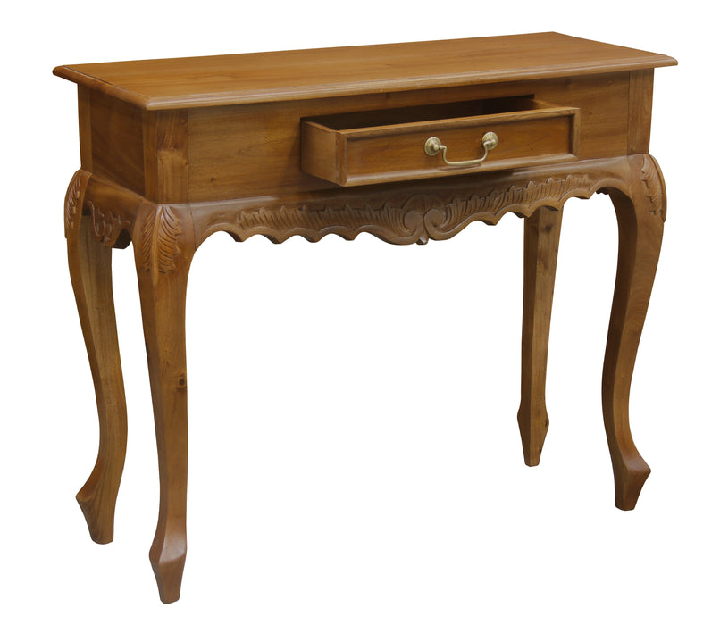 Jepara 1 Drawer Carved Sofa/Hall Table (Light Pecan)