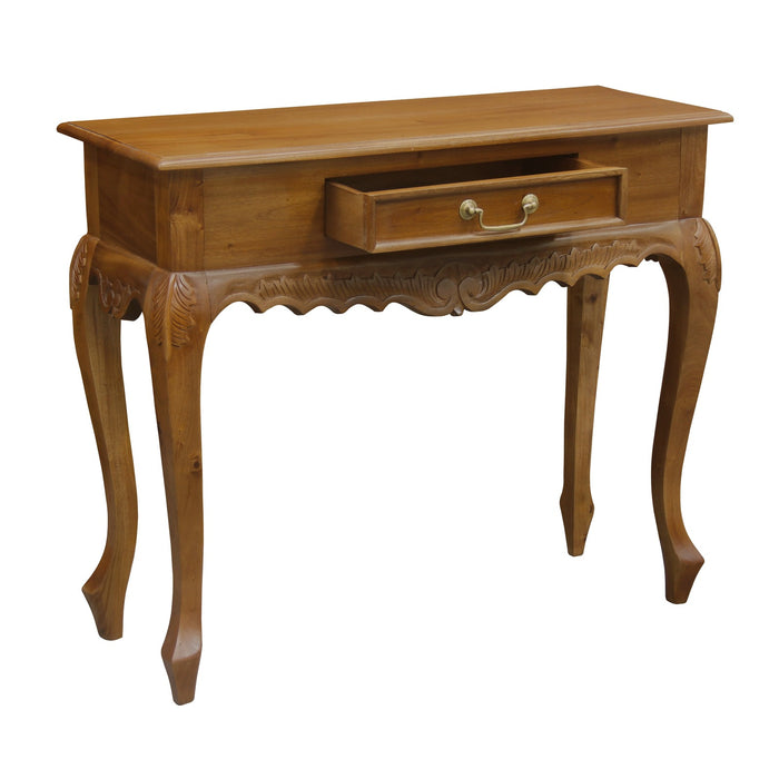 Jepara 1 Drawer Carved Sofa/Hall Table (Light Pecan)