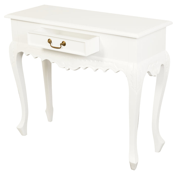 Jepara 1 Drawer Carved Sofa/Hall Table (White)
