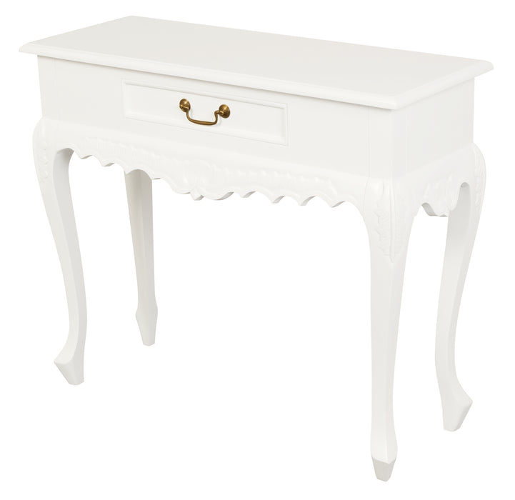 Jepara 1 Drawer Carved Sofa/Hall Table (White)