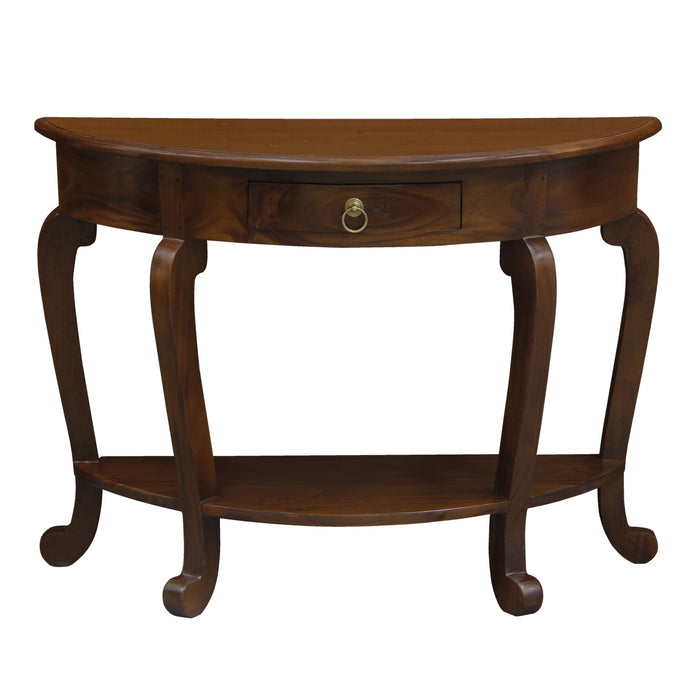 Cabriole Leg 1 Drawer Half Round Sofa Table (Mahogany)