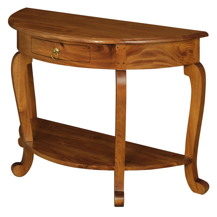 Cabriole Leg 1 Drawer Half Round Sofa Table (Light Pecan)