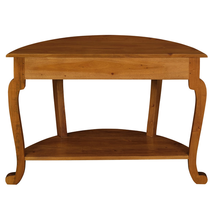 Cabriole Leg 1 Drawer Half Round Sofa Table (Light Pecan)