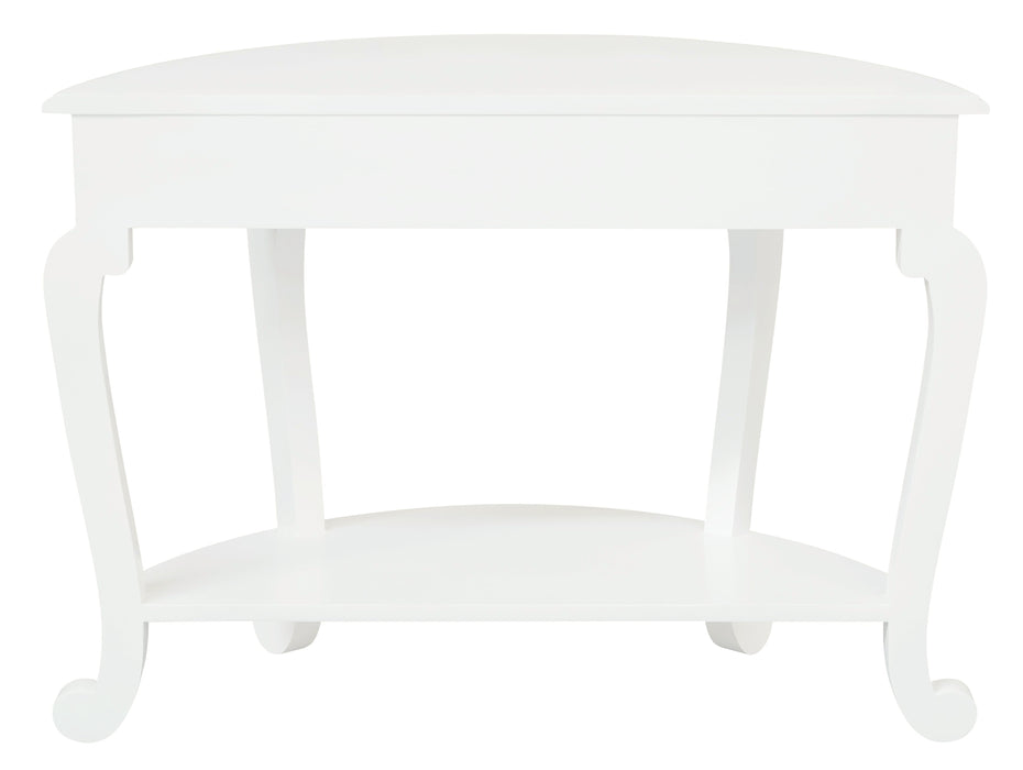Cabriole Leg 1 Drawer Half Round Sofa Table (White)