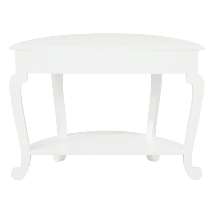 Cabriole Leg 1 Drawer Half Round Sofa Table (White)