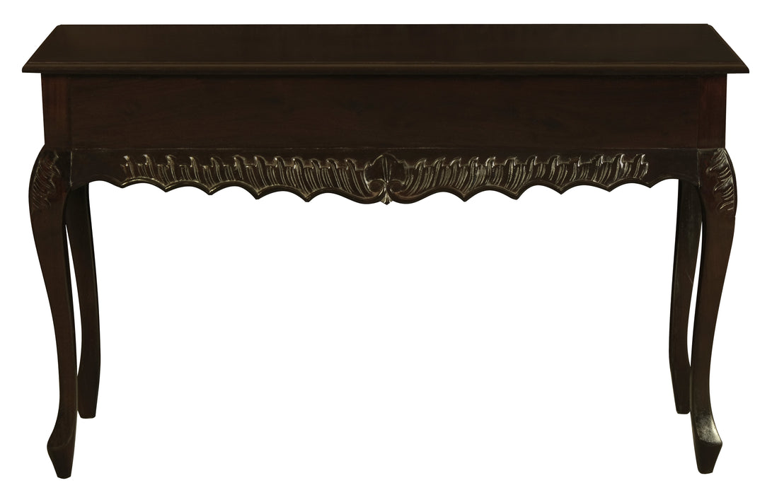 Jepara 2 Drawer Carved Sofa/Hall Table (Chocolate)