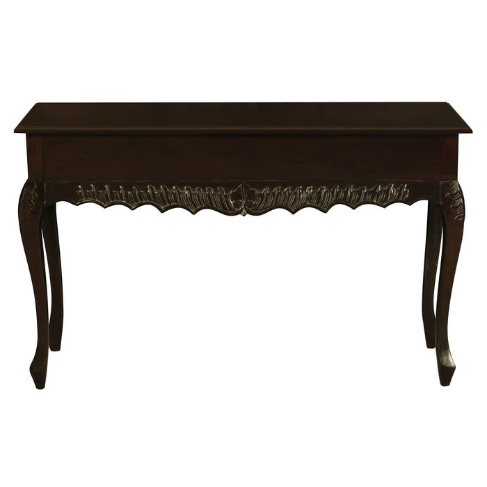 Jepara 2 Drawer Carved Sofa/Hall Table (Chocolate)