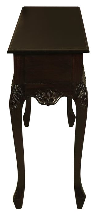 Jepara 2 Drawer Carved Sofa/Hall Table (Chocolate)