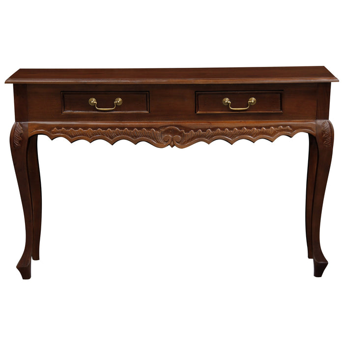 Jepara 2 Drawer Carved Sofa/Hall Table (Mahogany)