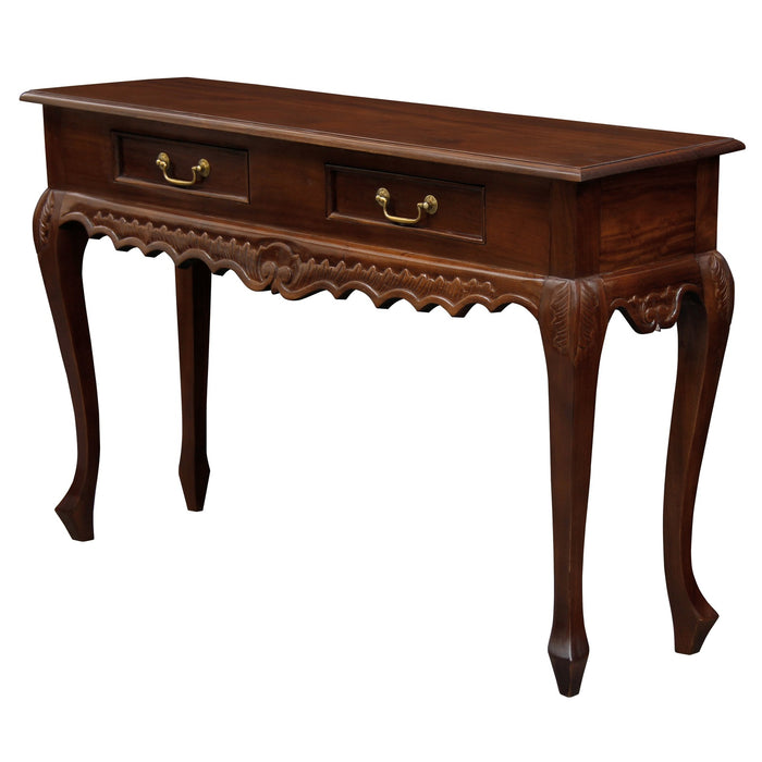 Jepara 2 Drawer Carved Sofa/Hall Table (Mahogany)