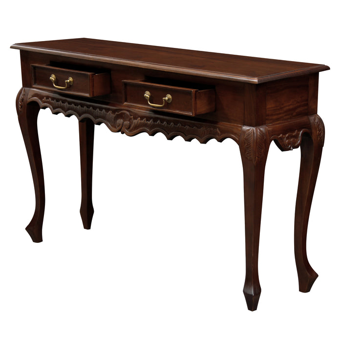 Jepara 2 Drawer Carved Sofa/Hall Table (Mahogany)
