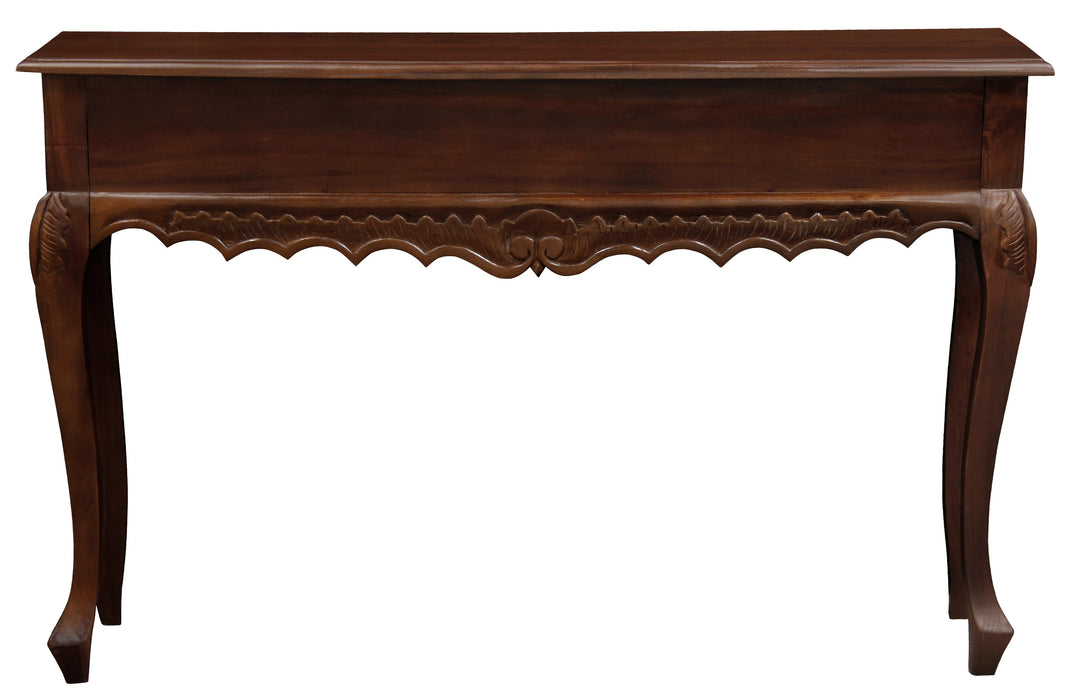 Jepara 2 Drawer Carved Sofa/Hall Table (Mahogany)