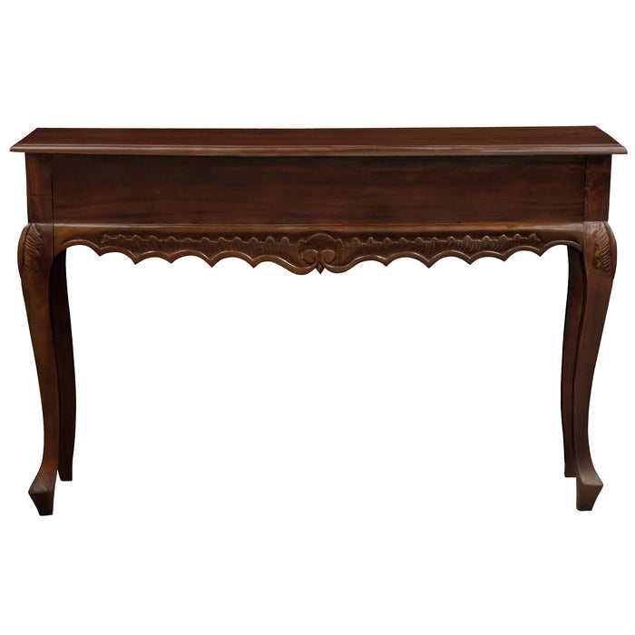 Jepara 2 Drawer Carved Sofa/Hall Table (Mahogany)
