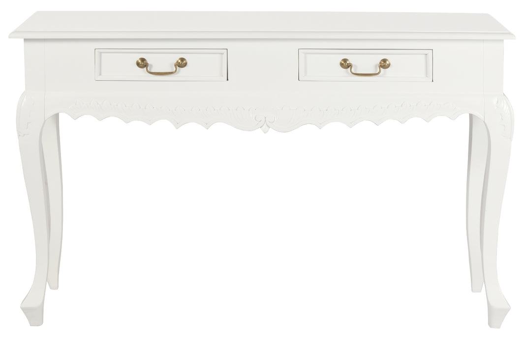 Jepara 2 Drawer Carved Sofa/Hall Table (White)