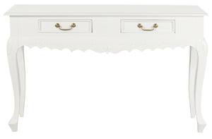 Jepara 2 Drawer Carved Sofa/Hall Table (White)