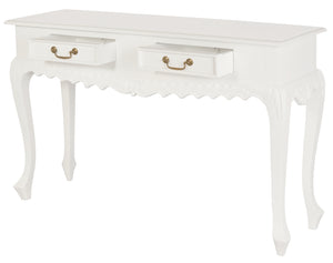 Jepara 2 Drawer Carved Sofa/Hall Table (White)