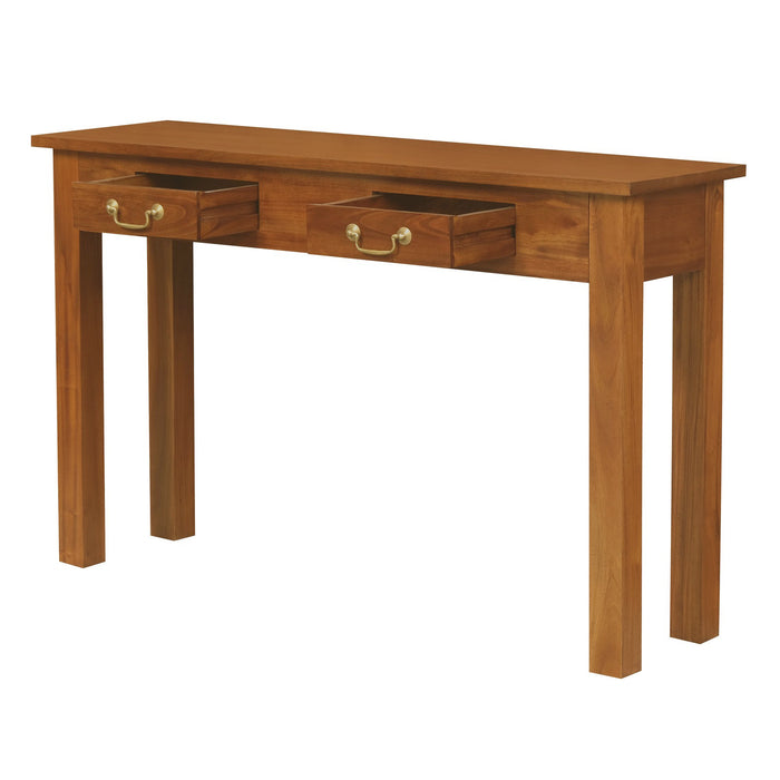 2 Drawer Straight Leg Sofa/Hall Table (Light Pecan)