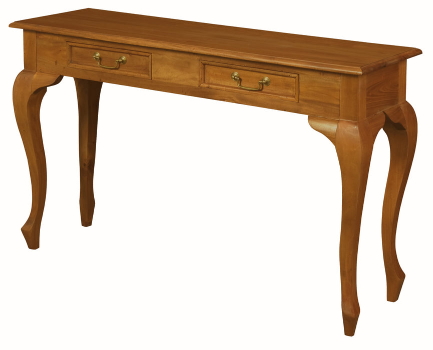 Queen Ann 2 Drawer Sofa Table (Light Pecan)