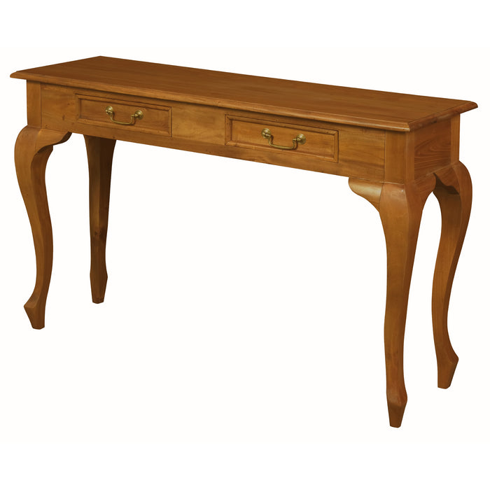 Queen Ann 2 Drawer Sofa Table (Light Pecan)