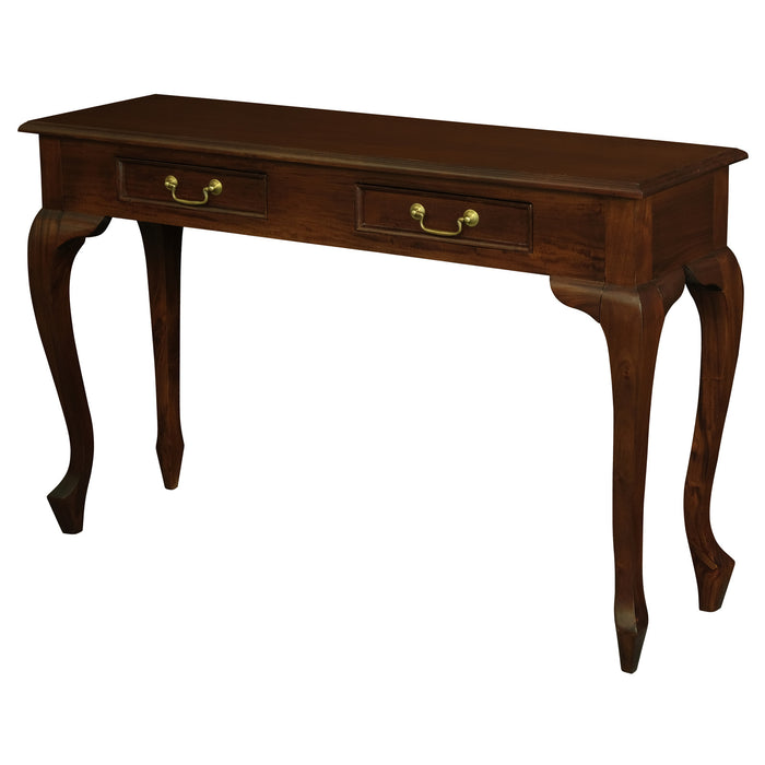 Queen Ann 2 Drawer Sofa Table (Mahogany)