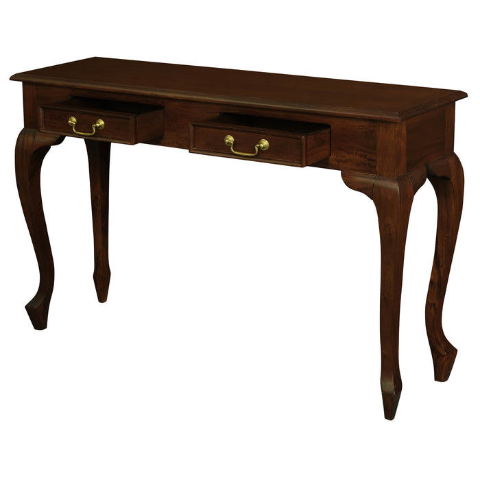 Queen Ann 2 Drawer Sofa Table (Mahogany)