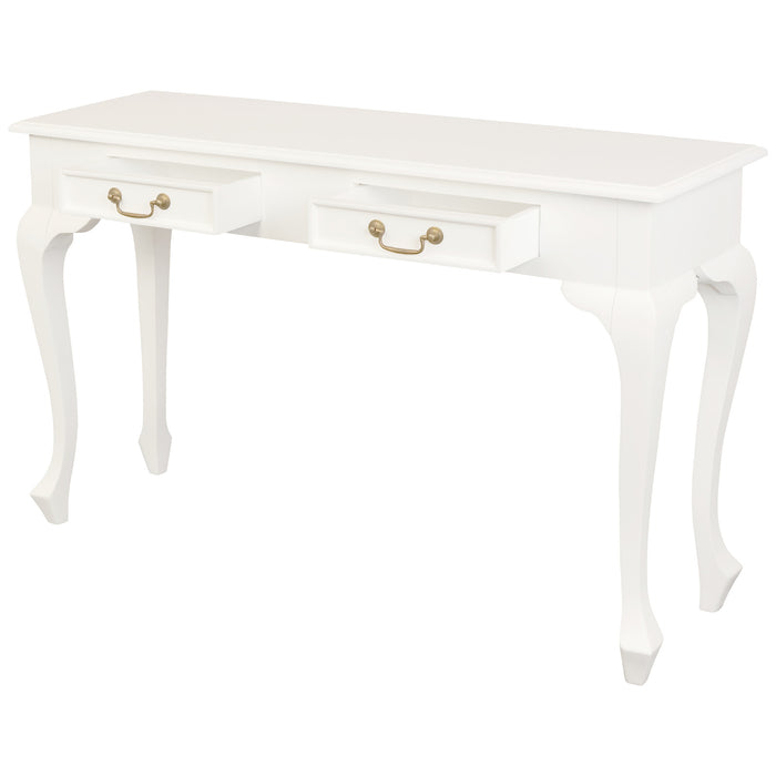 Queen Ann 2 Drawer Sofa Table (White)