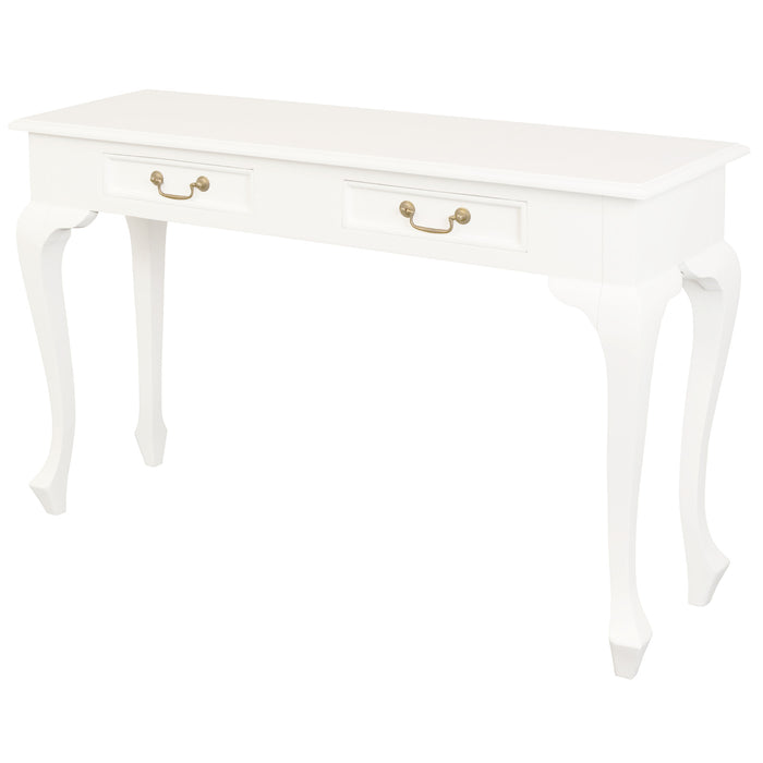 Queen Ann 2 Drawer Sofa Table (White)