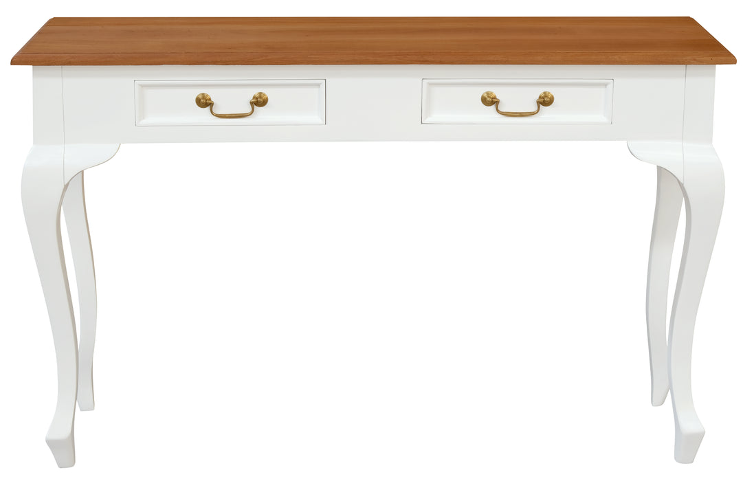 Queen Ann 2 Drawer Sofa Table (White Caramel)