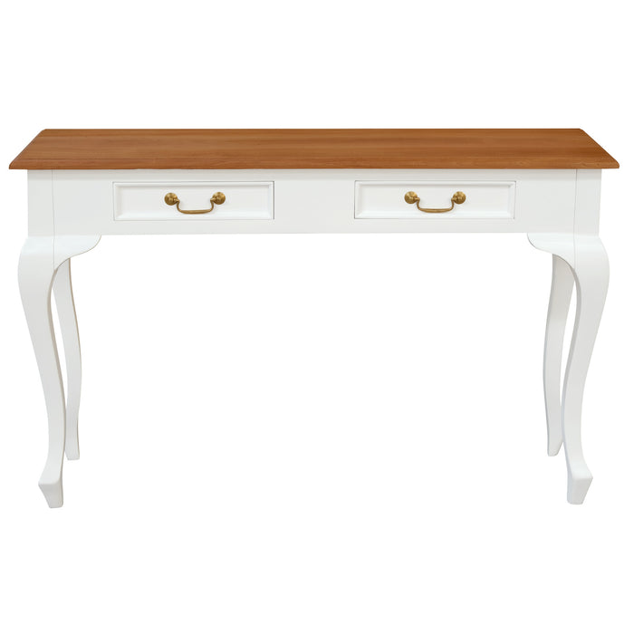 Queen Ann 2 Drawer Sofa Table (White Caramel)