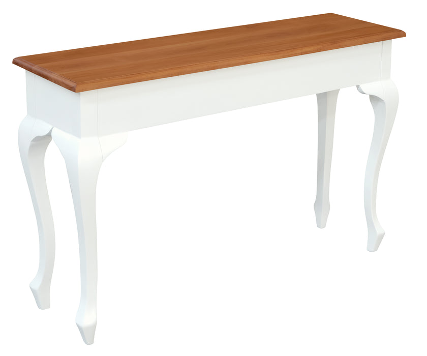 Queen Ann 2 Drawer Sofa Table (White Caramel)